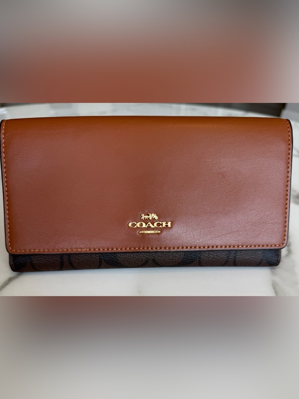 Coach Slim Trifold Wallet in Signature Canvas